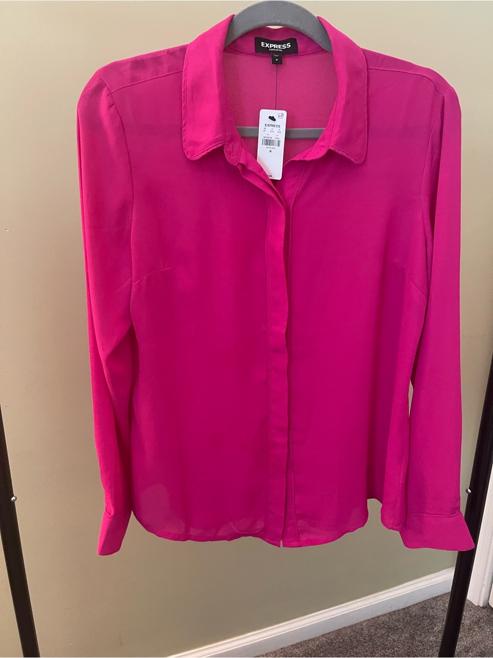 Express Women's Hot Pink Button-Front Blouse